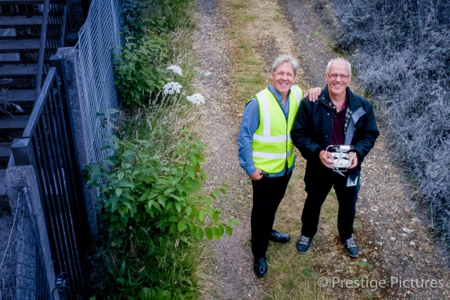 Alexander and John Howe flying one of the Prestige PIctures' drones