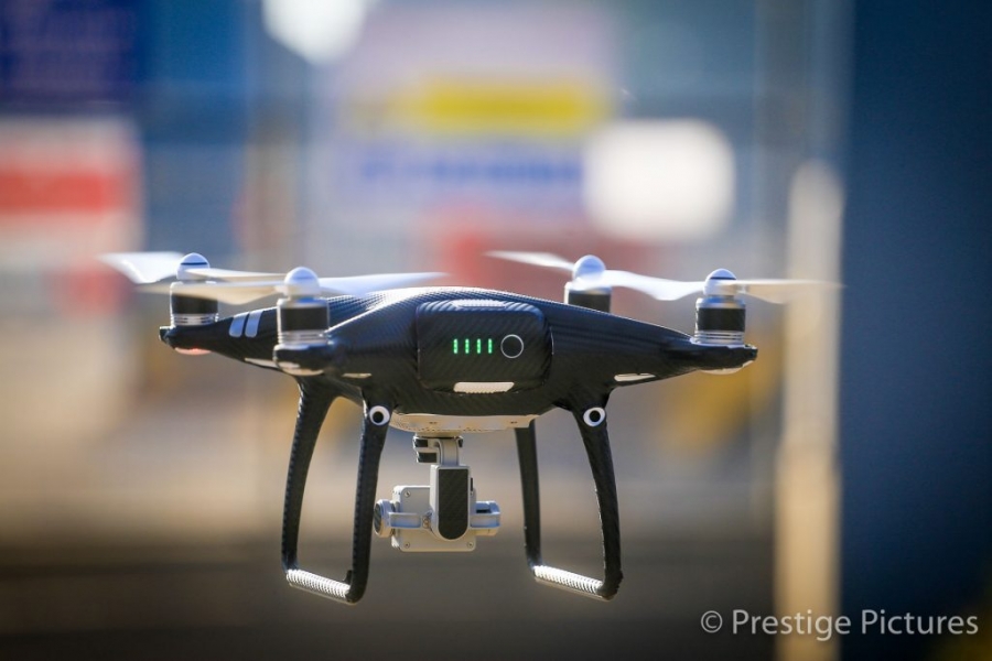 One of the Prestige Pictures drones in mid flight